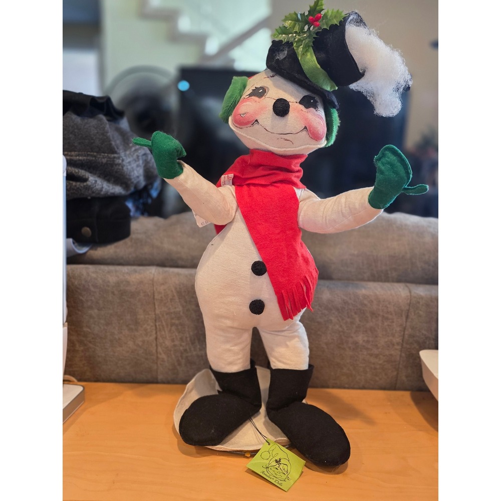 Vintage 1971 Annalee Dolls Snowman 20 nch Felt Christmas Decor Meredith NH
